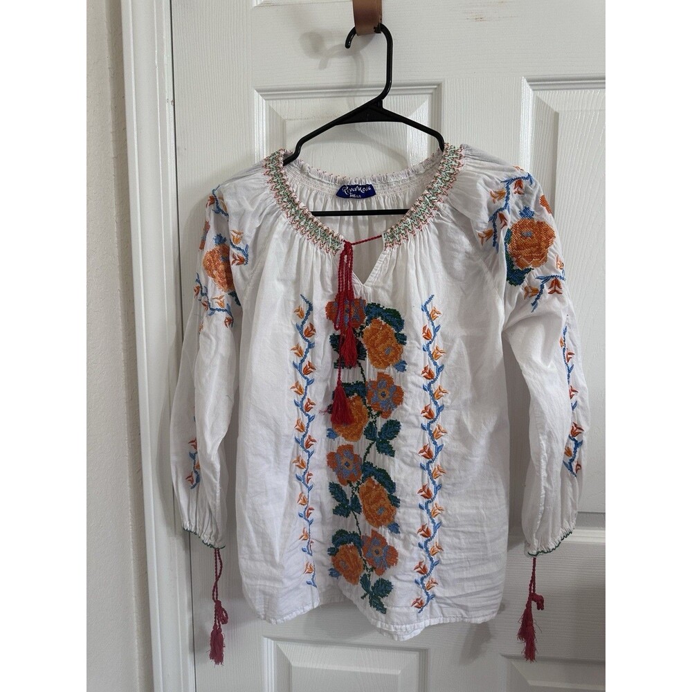 Royal Moda Women’s Embroidered Peasant Boho Top Size M